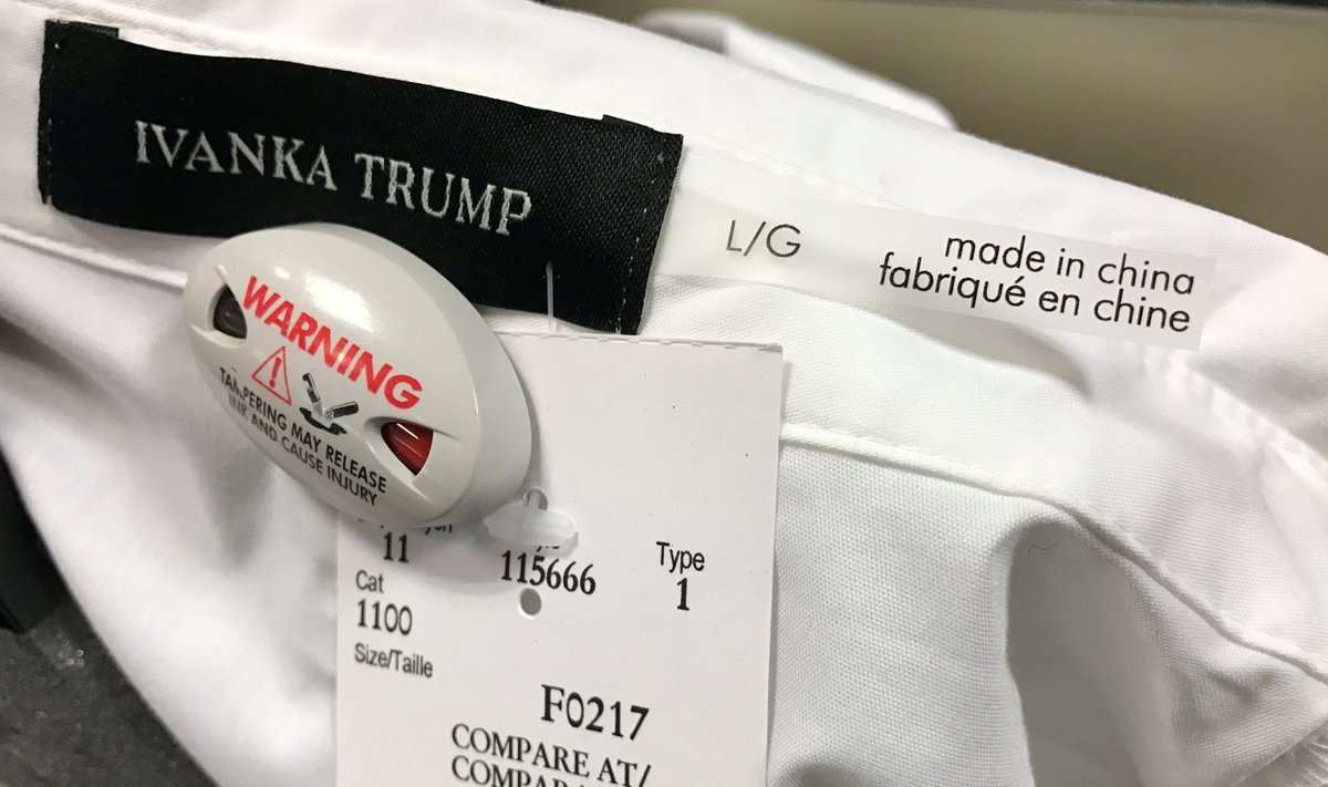 USA presidendi tütre Ivanka Trumpi brändirõivad on toodetud Hiinas