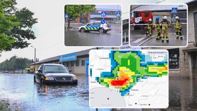 VIDEOD ja FOTOD | Äikesevihm ujutas üle Pärnu kesklinna, mitu autot jäi veelõksu