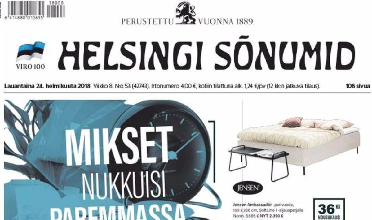 Helsingin Sanomat muutus Helsingi Sõnumiteks.