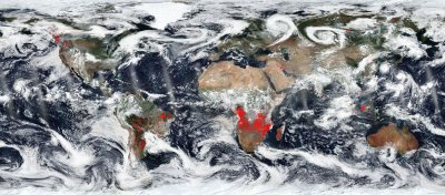 NASA satelliidi poolt märgitud punased täpid tähistavad tulekahjusid
