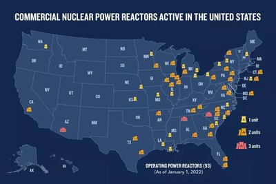 Атомные электростанции, работающие на территории США, принадлежат частным компаниям 
