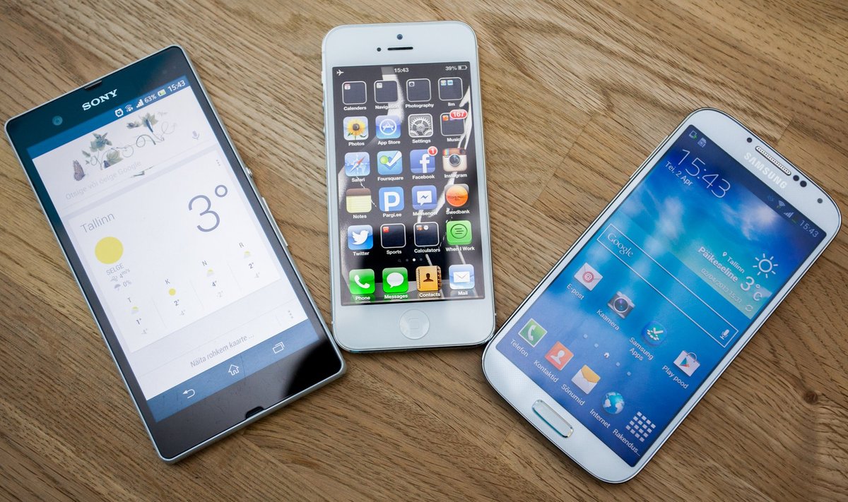 Sony Xperia Z, iPhone 5, Samsung Galaxy S4