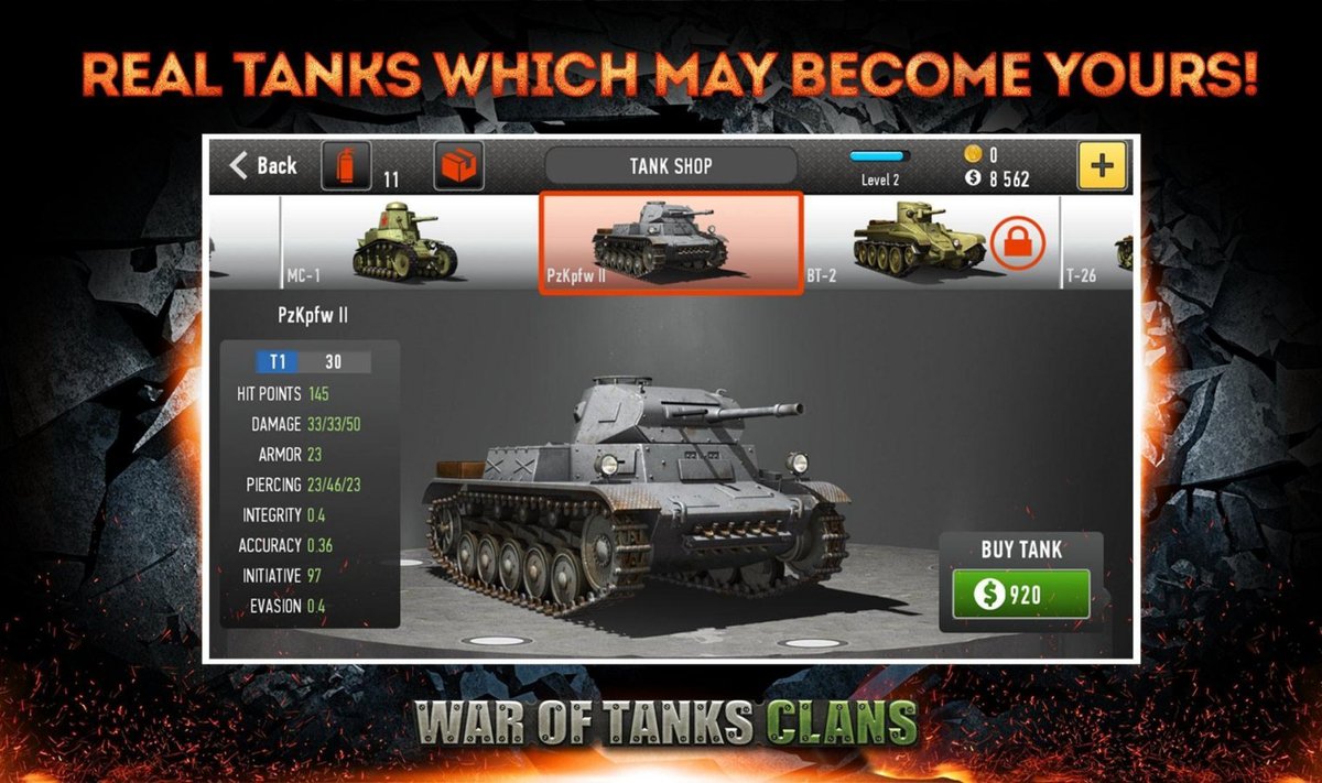 "War of Tanks: Clans" (ekraanitõmmis) – üks Creative Mobile'i mängudest
