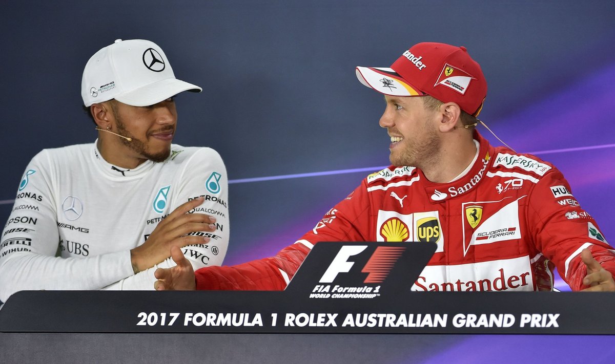 Lewis Hamilton ja Sebastian Vettel.
