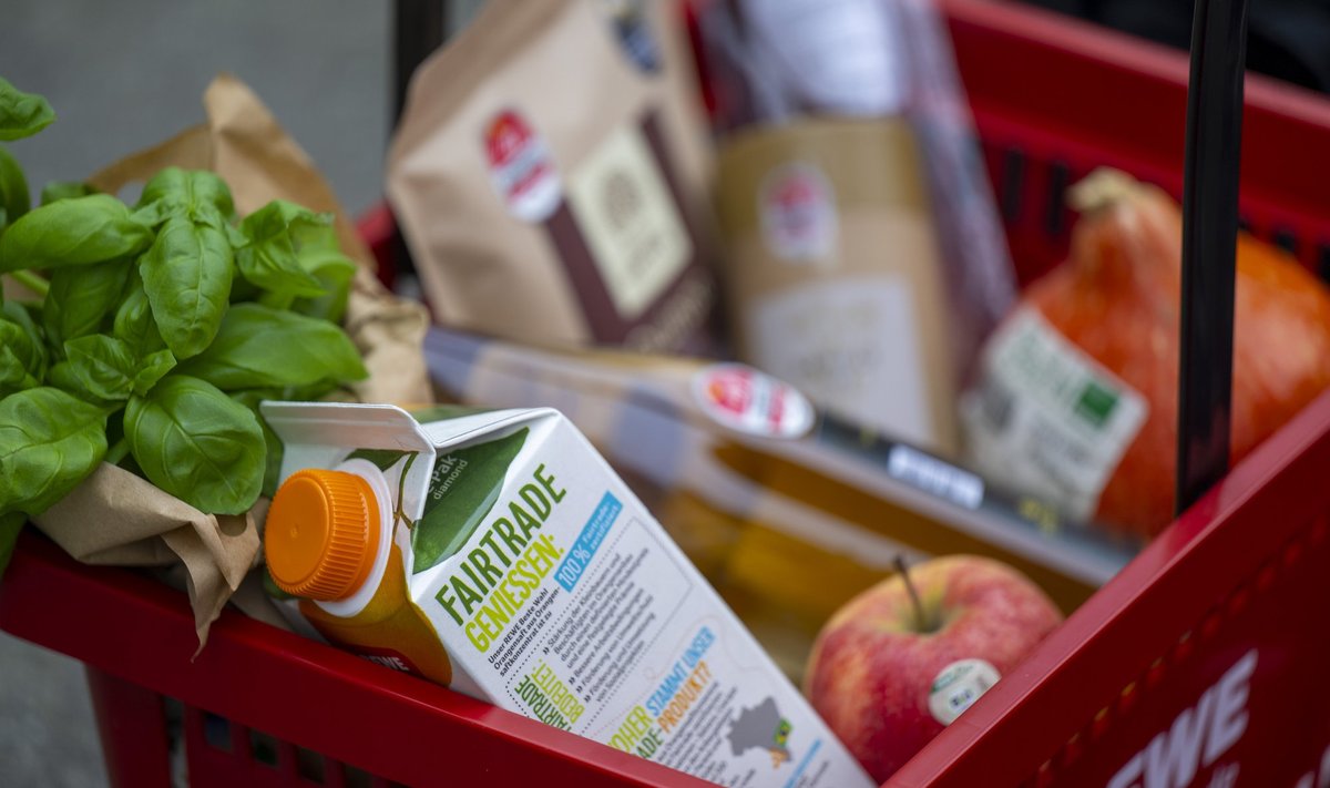 Shopping basket with food