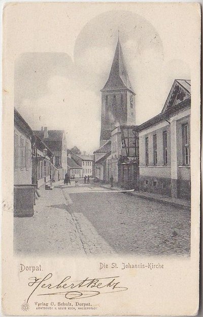 Vaade Lutsu tänavale ja Jaani kirikule 20. sajandi alguses.