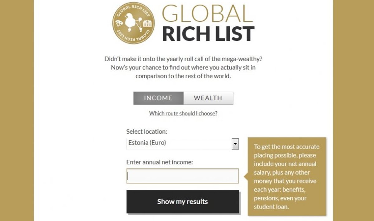 Ekraanitõmmis leheküljest www.globalrichlist.com