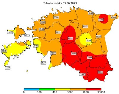 Tuleohuindeksi kaart tänase seisuga