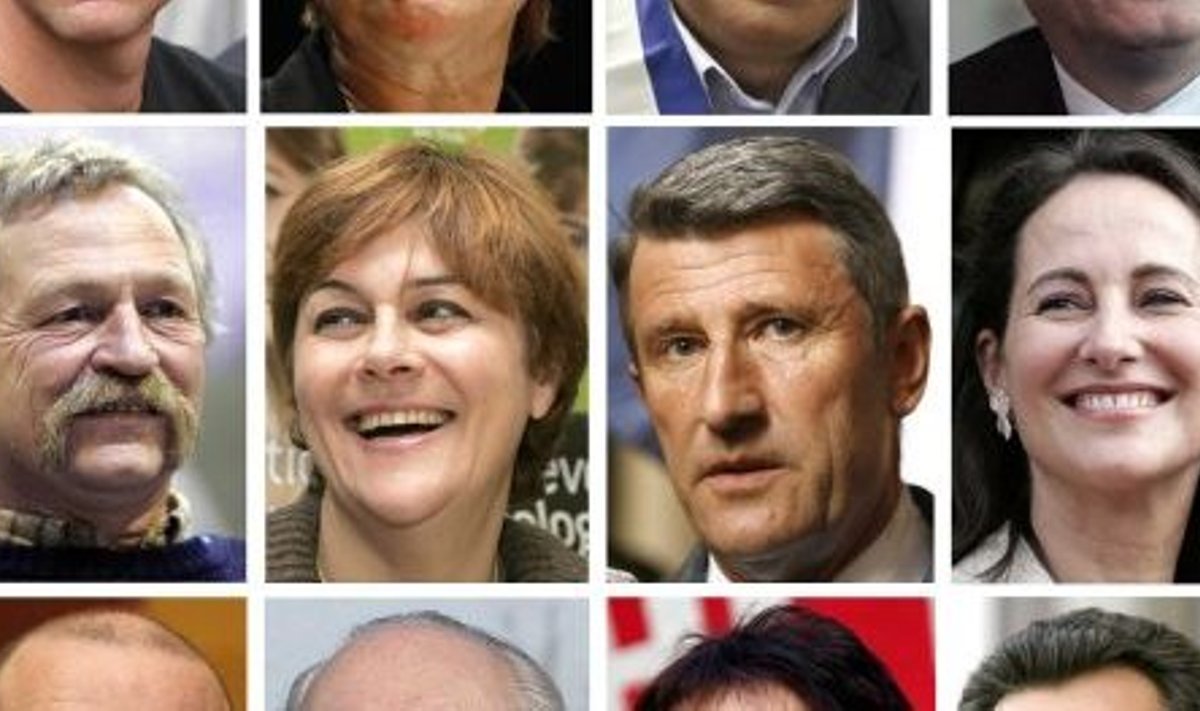 Prantsuse presidendikandidaadid ülevalt vasakult paremale: Revolutsioonilie kommunistliku partei liider Olivier Besancenot, 
Kommunistliku partei juht Marie-George Buffet, Gerard Schivardi vasak-äärmuslaste tööparteist, Ühendus Demokraatia Eest - F
