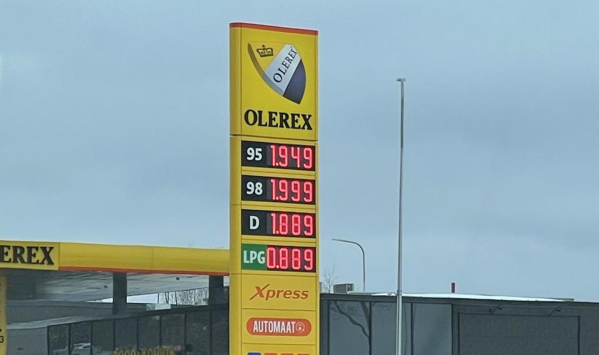 Kütuse hind Olerexis 7. märstil 2022.