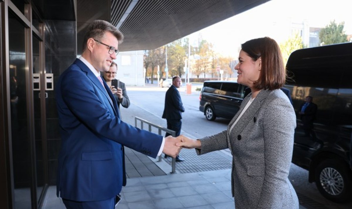 Svjatlana Tsihhanovskaja kohtus tänasel visiidil välisminister Urmas Reinsaluga.