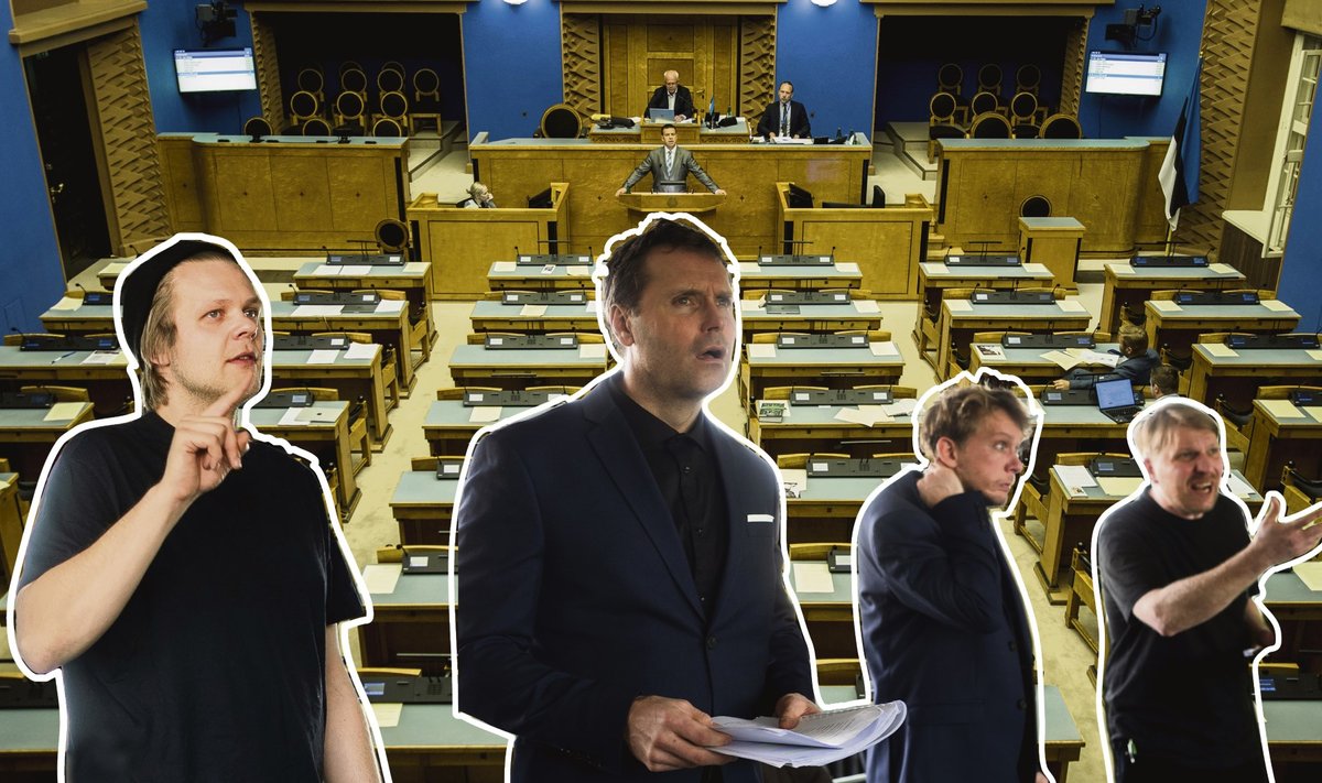 Lavastaja Peep Maasik ning näitlejad Veiko Täär, Silver Kaljula ja Lauri Kink toovad lavale näidendi „Pidu riigikogus“.