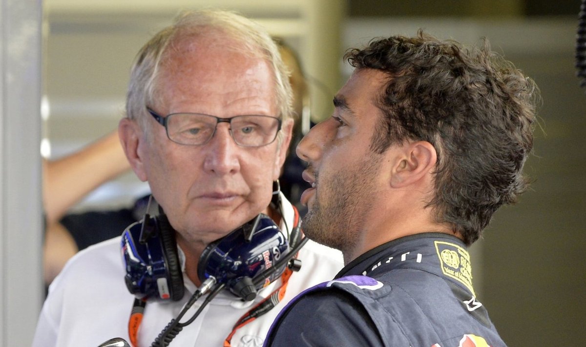 Helmut Marko (vasakul) ja Red Bulli sõitja Daniel Ricciardo