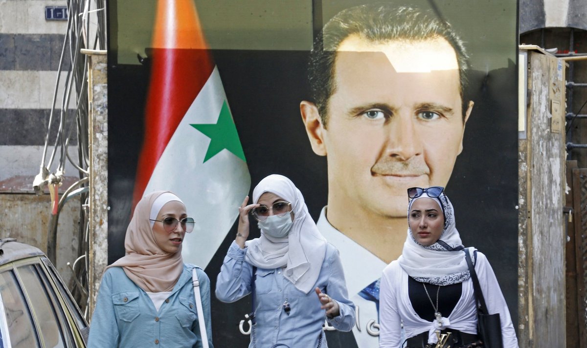 Bashar al-Assadi pilt Damaskuses seina kaunistamas.
