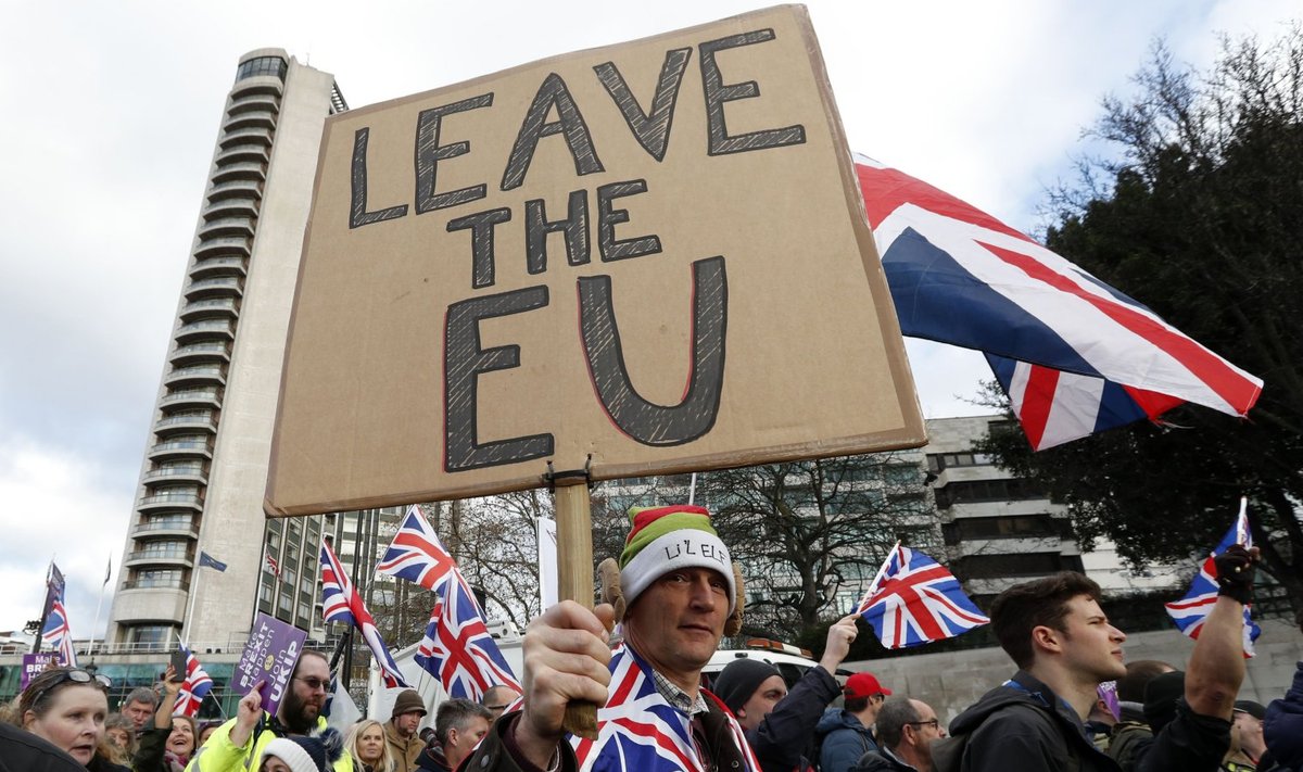 Brexitit toetavad meeleavaldajad kuu algul Londonis. 