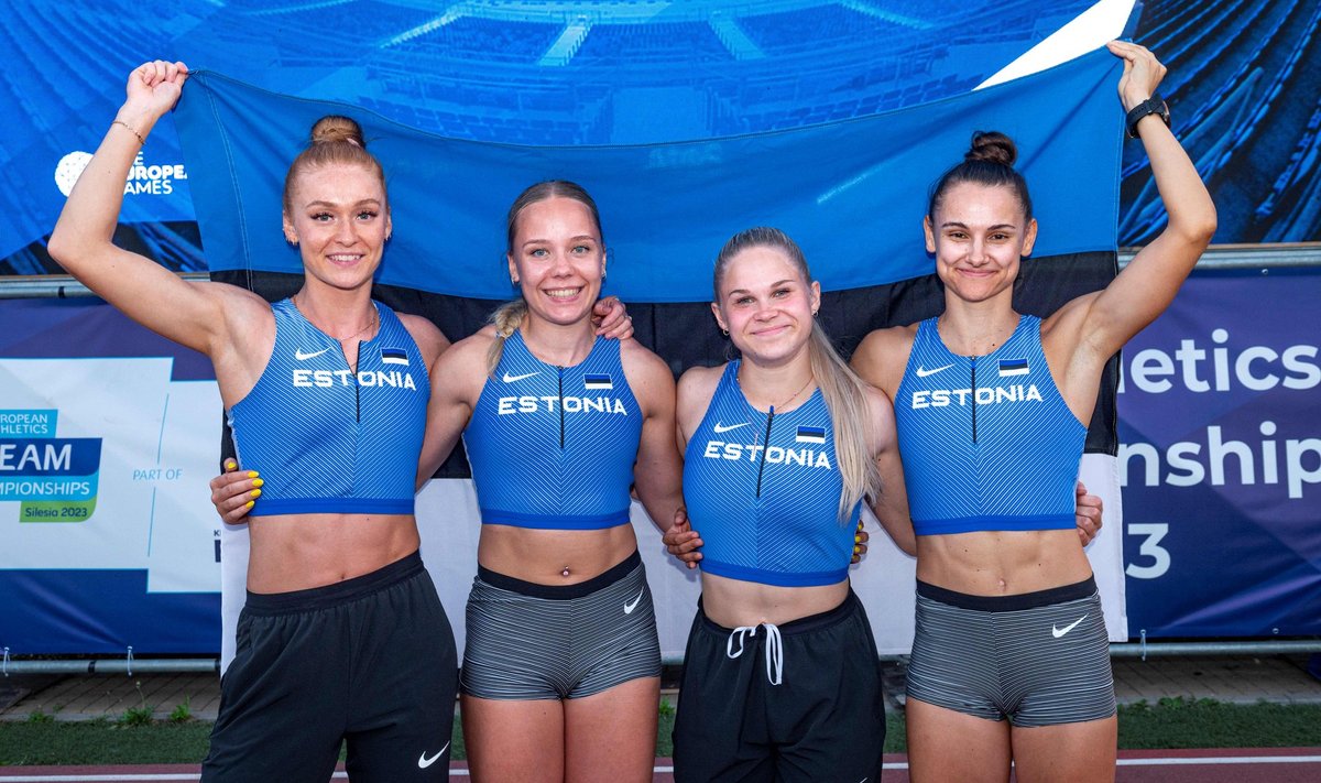 Eesti sprinterid Bahamal. Vasakult: Kreete Verlin, Ann Marii Kivikas, Miia Ott ja Diana Suumann