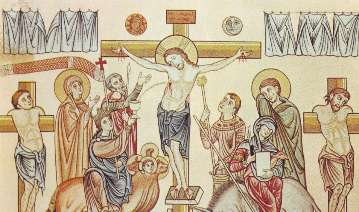 Jeesus ristil. Illustratsioon 12. sajandi käsikirjast.