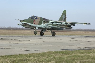 Vene kaitseministeeriumi foto. Süüriast saabunud Su-25 Krasnodaris maandumas. 