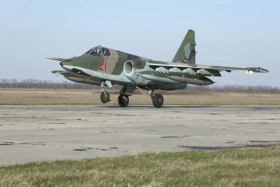 Vene kaitseministeeriumi foto. Süüriast saabunud Su-25 Krasnodaris maandumas.