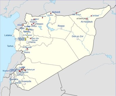 Kohad, kus Süüria sõjas on väidetavalt keemiarelvi kasutatud