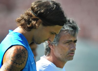Ibrahimovic ja Mourinho Milano Interi treeningul 2009. aastal.
