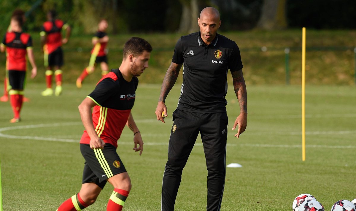 Thierry Henry õpetab Belgia koondise kaptenit ja superstaari Eden Hazardi.