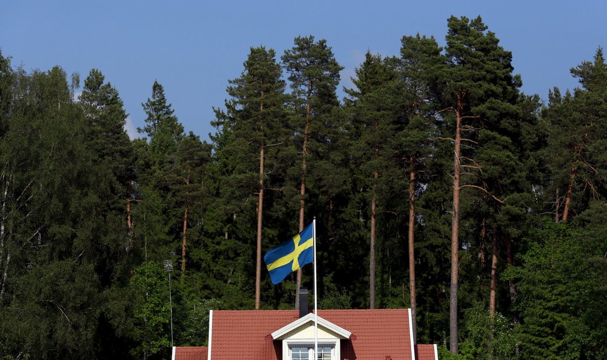 Rootsi lipuga maja Sodertaljes