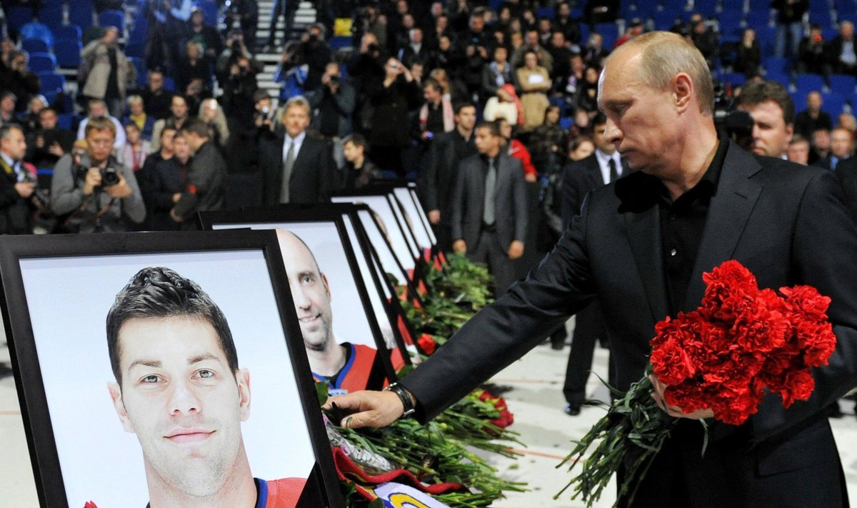 Venemaa president Vladimir Putin Jaroslavi Lokomotivi mängijate mälestamiseks korraldatud üritusel.