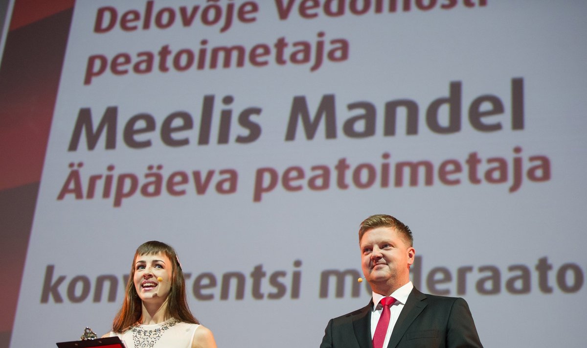 Delovõje Vedomosti toonane peatoimetaja Alyona Stadnik ja Äripäeva peatoimetaja Meelis Mandel Äriplaanil 2018. aastal.