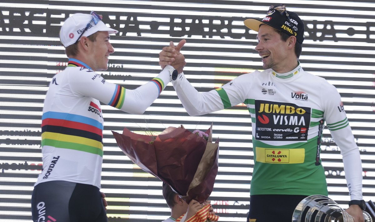 Kas Vuelta võidab Remco Evenepoel (vasakul), Primoz Roglic (paremal) või Jonas Vingegaard?