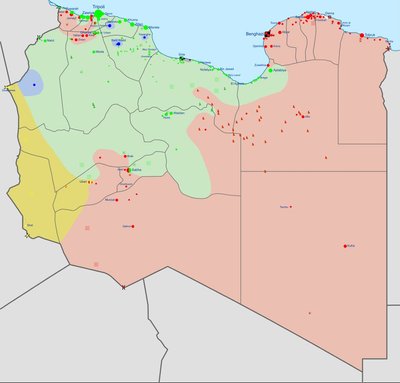 Liibüa sõjatanner, hall ala allub Islamiriigile.