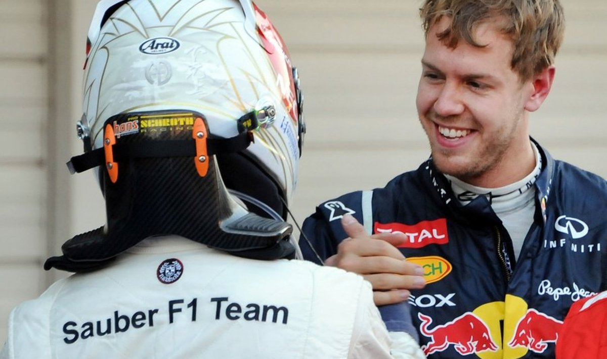 Sebastian Vettel (paremal) ja Kamui Kobayashi.