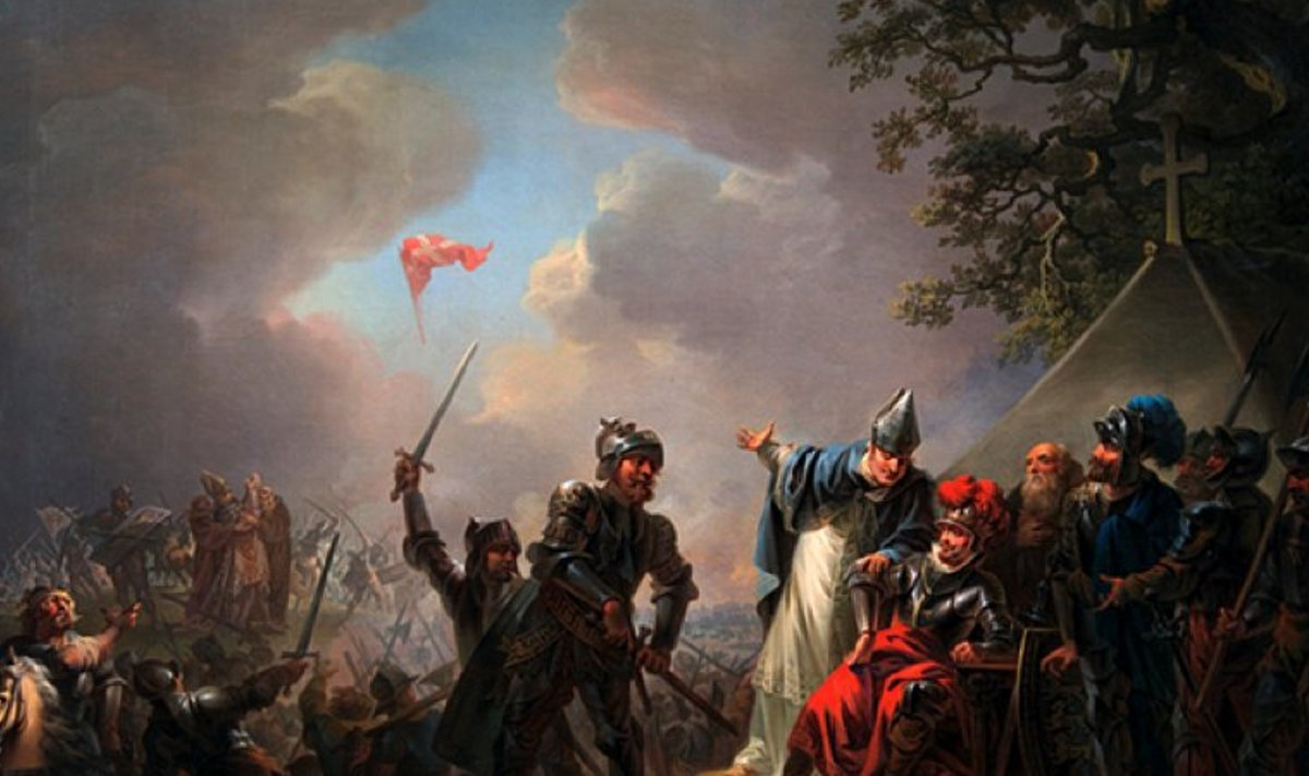 Кристиан Август Лоренцен. Легенда датского национального флага. Даннеброг является с небес во время битвы при Линданисе в 1219 году. 1809. Государственный художественный музей Дании