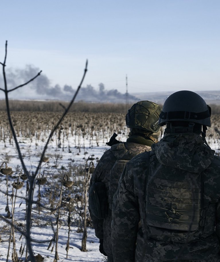 Ukraina sõdurid Soledari rindepositsioonidel. Foto tehtud 11. jaanuaril 2023.