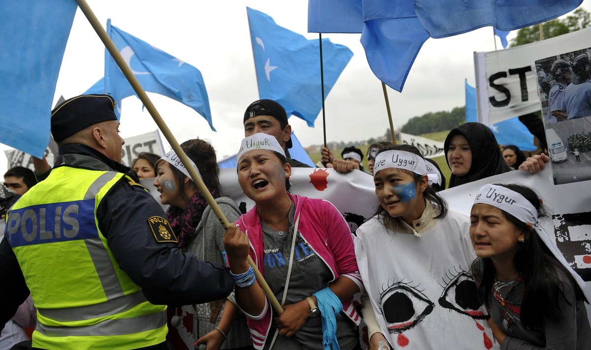 Uiguuride ja teiste Hiina vähemusrahvaste õiguste eest protestijad Rootsis
