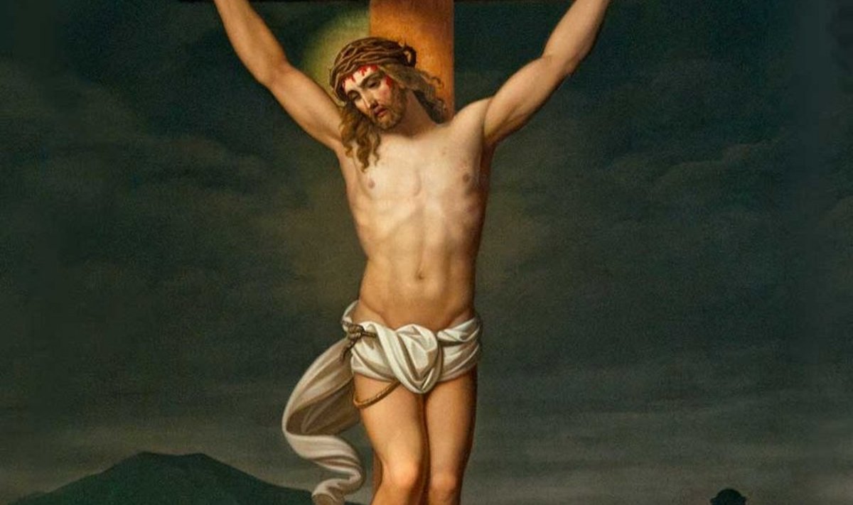 Detail Oleviste 1833. aastast pärinevast Wilhelm von Kügelgeni altarimaalist “Kristus ristil”.