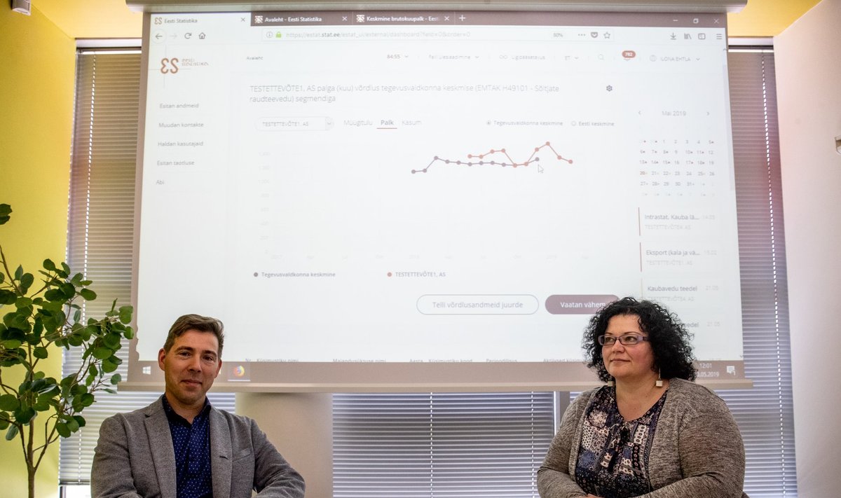 Statistikaameti peadirektori asetäitja infotehnoloogia alal Andres Kukke (vasakult) ja äritehnoloogia osakonna tootejuht Ilona Ehtla. 