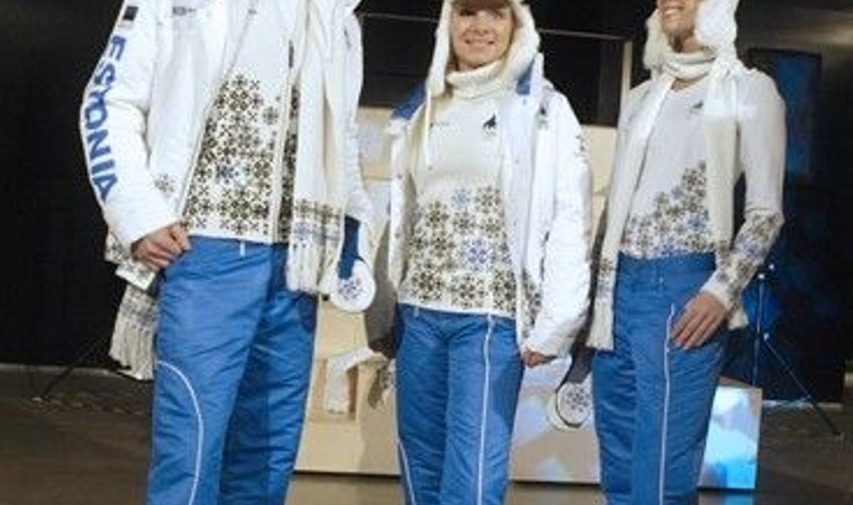 Iluuisutaja Jelena Glebova (keskel) sõnum: “Meie olümpiadelegatsiooni liikmetel on suur rõõm ja au kanda rahvusvärvides esindusrõivaid”