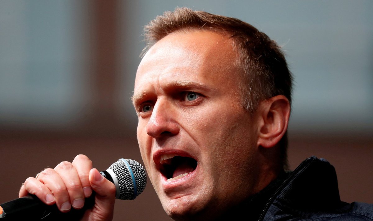 FILE PHOTO: Russian opposition leader Navalny attends a rally in Moscow