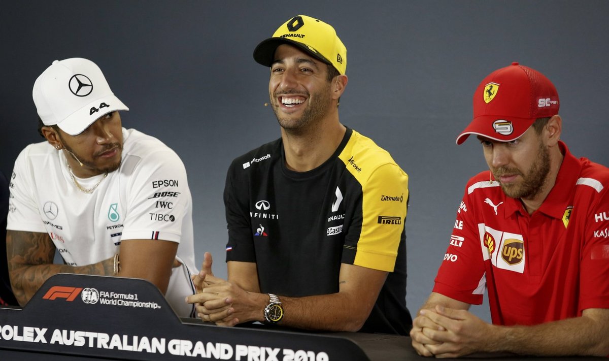 Hamilton, Ricciardo ja Vettel