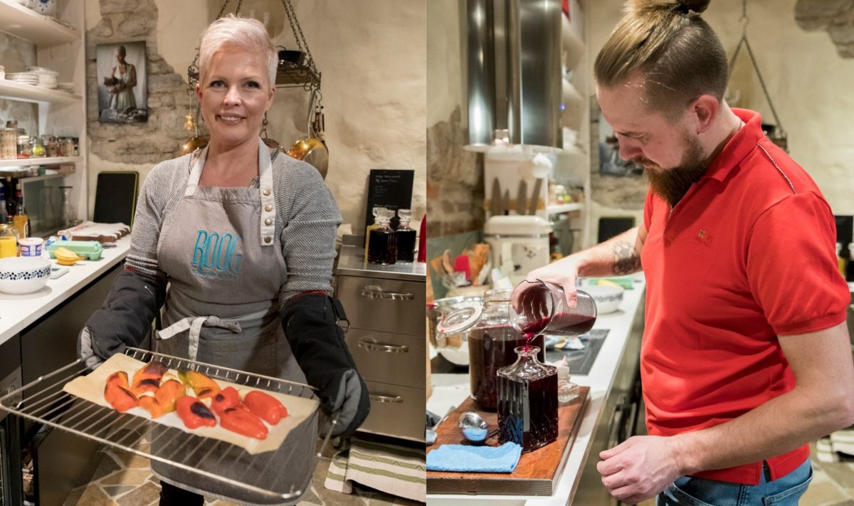 Evelin Ilves ja Siim Rikker toimetamas restorani Roog köögis.
