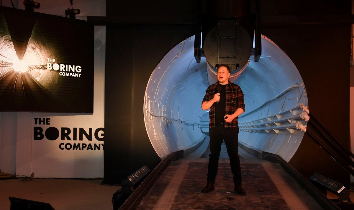 The Boring Company unveils first test tunnel of their transporation system in Hawthorne, California