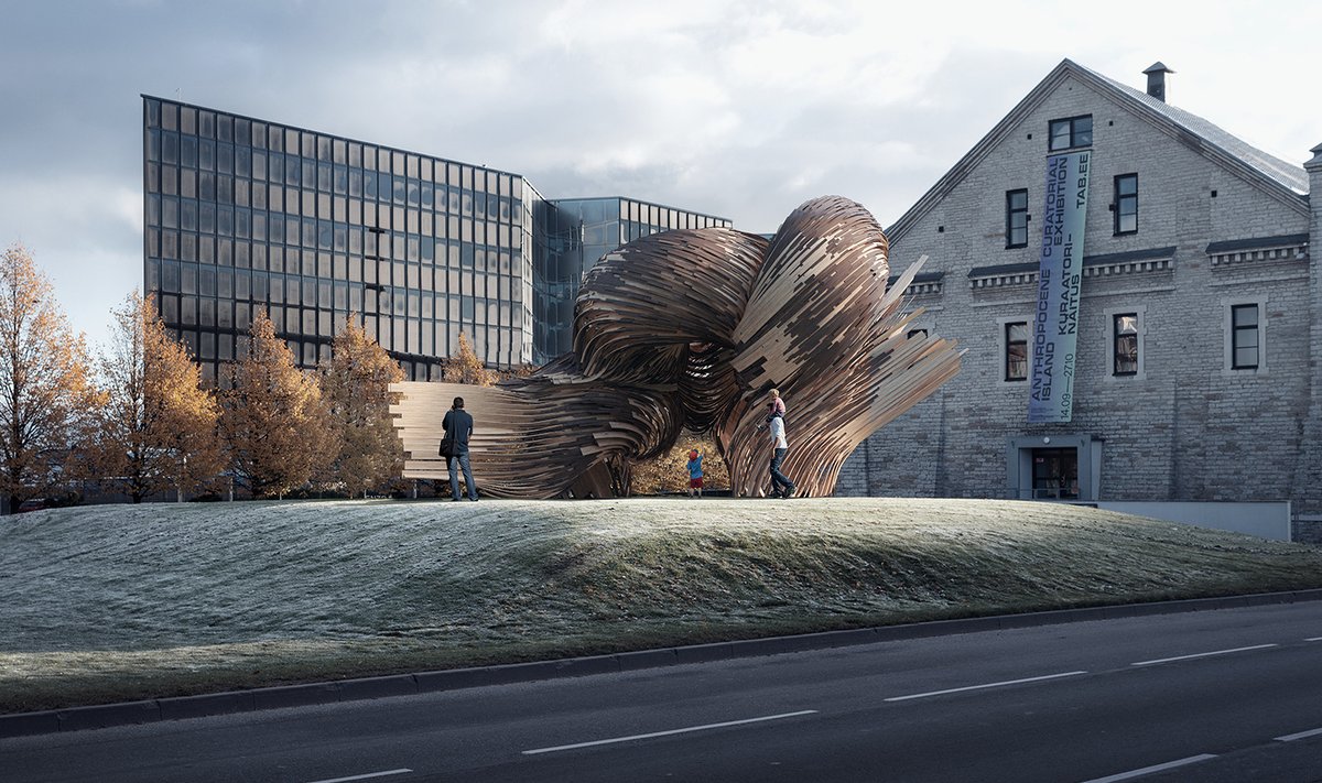 Installatsioon „Steampunk”, mida näeb arhitektuurimuuseumi ees, valmib saarepuidust, mis on kõige paremini painduv puit. Sellele annavad tugevuse ja heitlikule ilmastikule vastupidavuse Eesti tootja Thermory termotöödeldud puidust detailid.