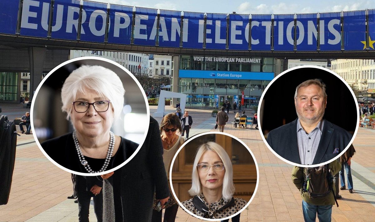 Кандидаты в Европарламент (слева) Марина Кальюранд, Хелле-Мооника Хельме и Рихо Террас подтвердили, что используют в избирательных кампаниях только личные средства