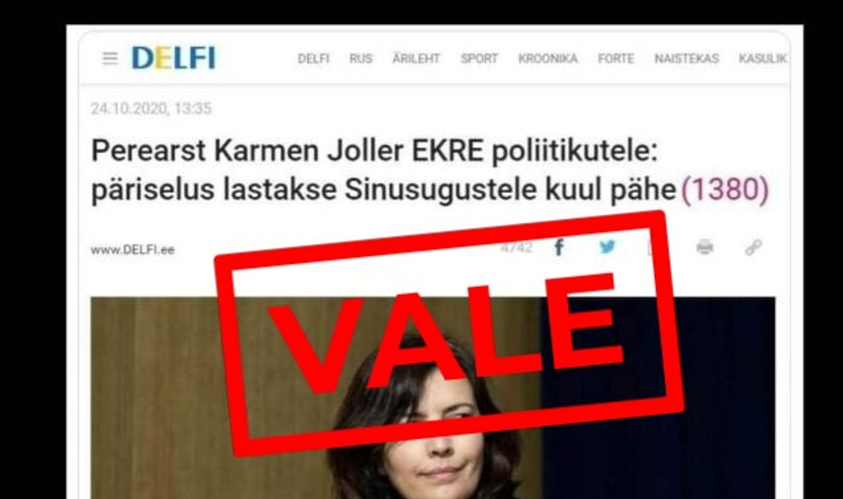 Tegemist on võltsinguga. Tegelik pealkiri ütleb "Perearst Karmen Joller EKRE tipp-poliitikutele: päriselus mõistetakse Sinusuguseid vanglasse"