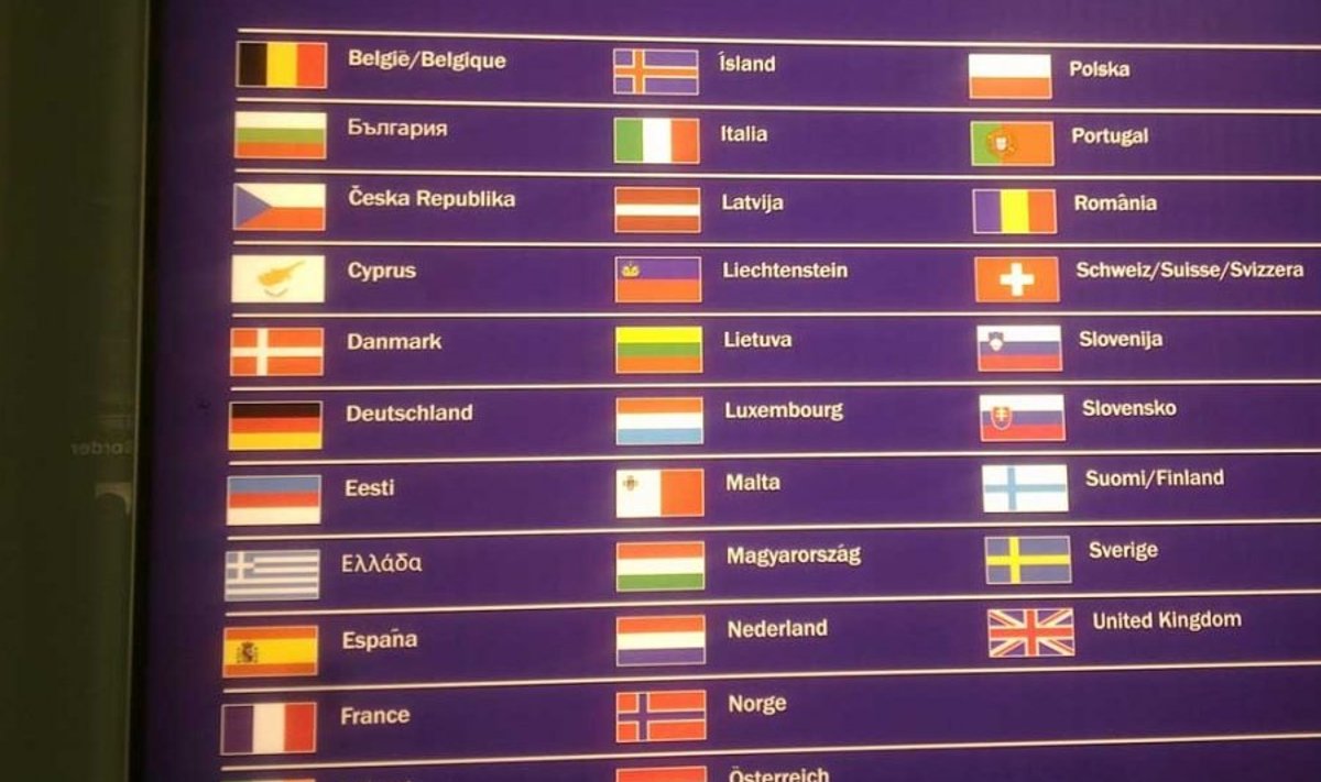 Trikoloor: Kentsakavõitu Eesti lipp Londoni Heathrow lennujaama tahvlil. (Reelika Punab)