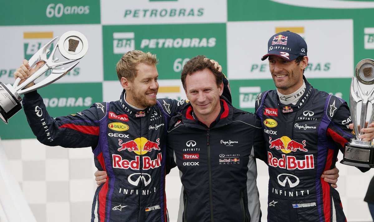 Sebastian Vettel, Christian Horner, Mark Webber.
