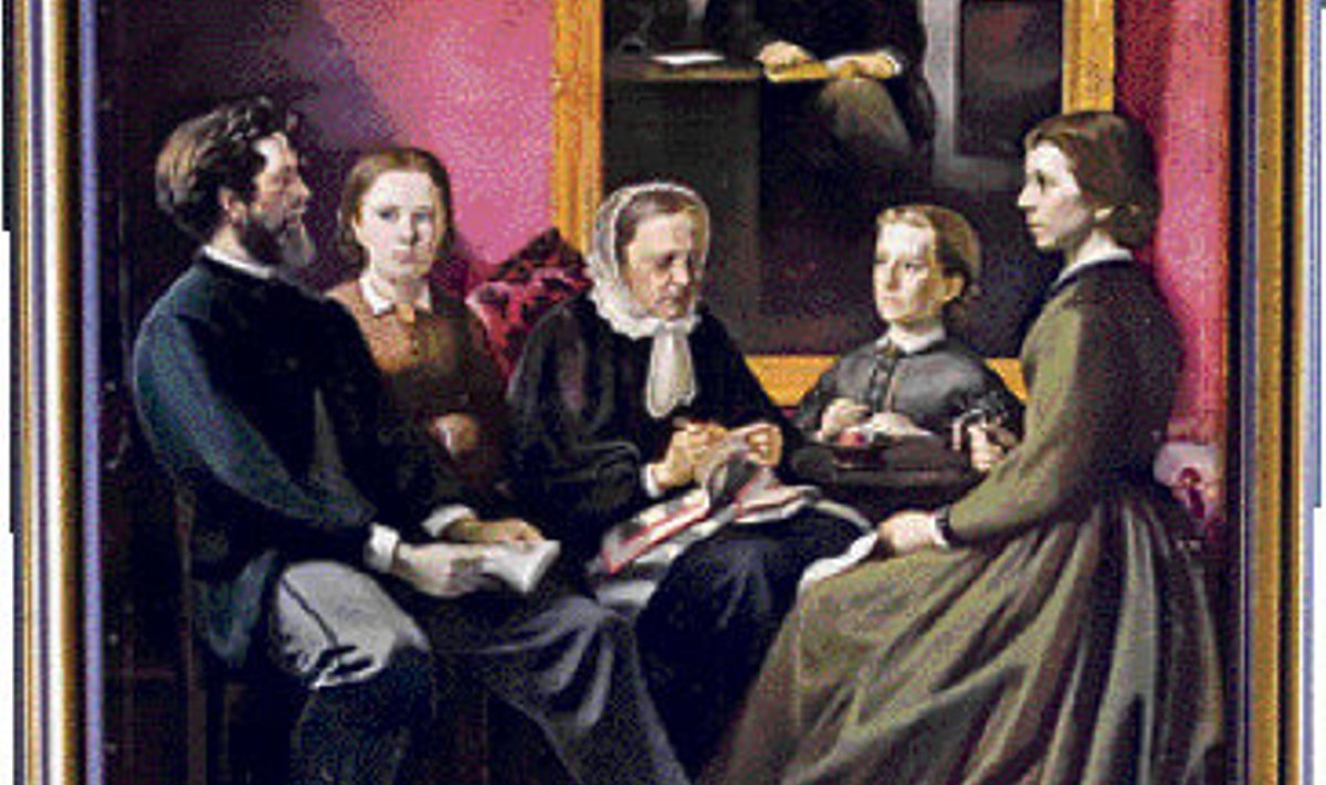 Otto Zoege von Manteuffel. „Kunstniku perekond”. Kunstnik kõrgub seinal oleva port­reena üle perekonna. 