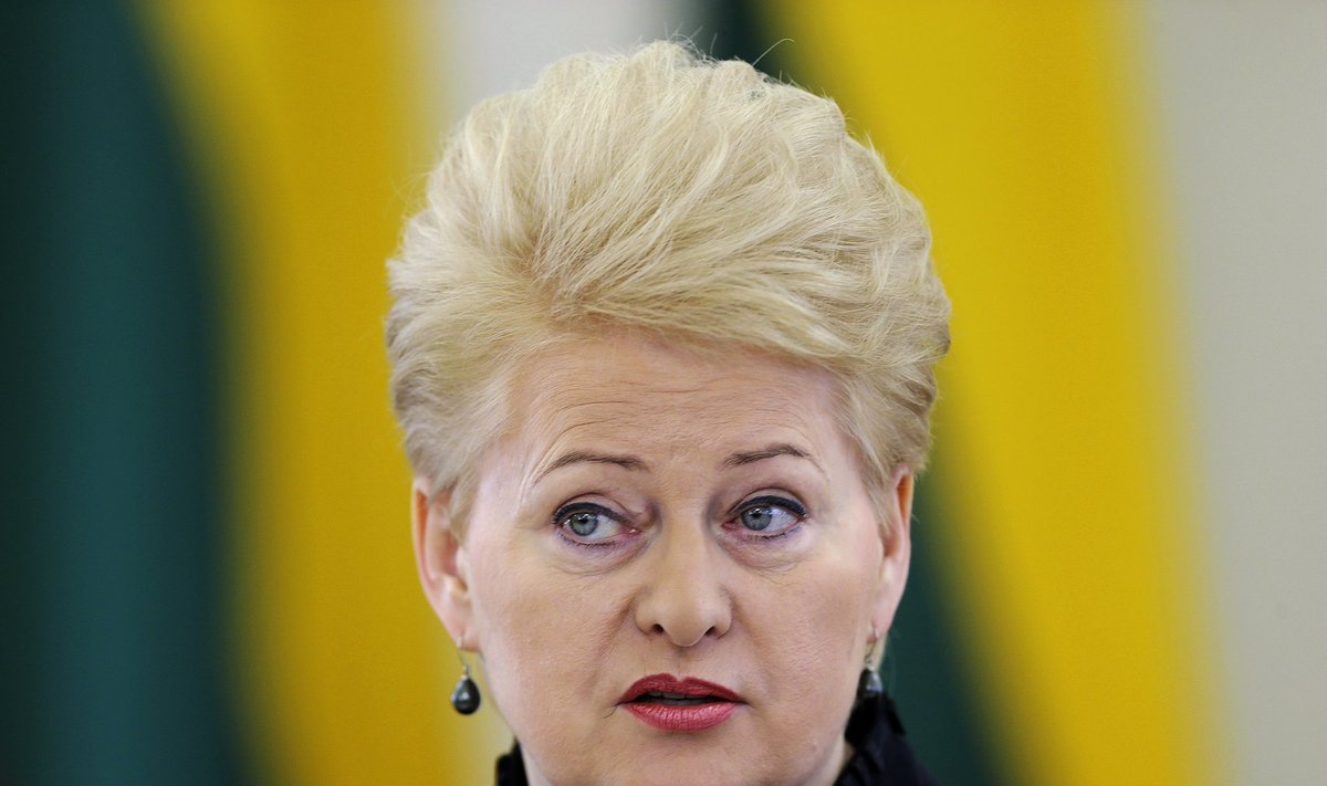 File photo of Lithuania's President Grybauskaite speaking during a news conference in Vilnius