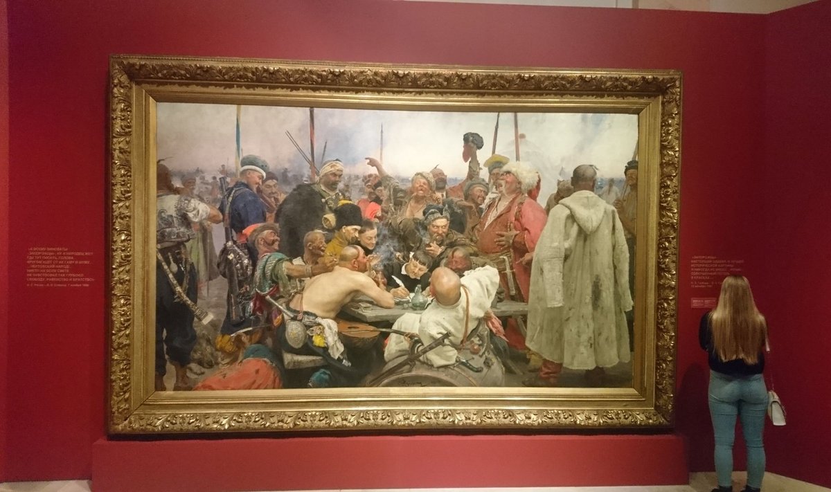 Repini suuremõõtmeline maal „Zaporožje kasakad kirjutavad Türgi sultanile kirja”